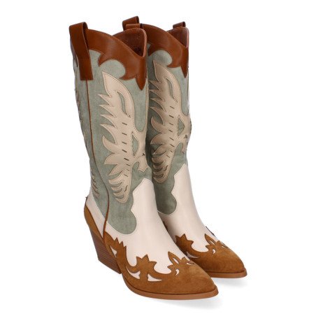 Botas altas estilo campero cowboy para mujer color verde JH24-25