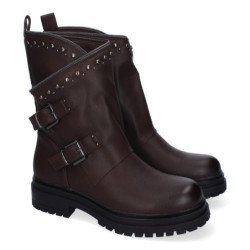 Botas estilo motero tachuelas para mujer color marrón JH28030