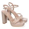 Sandalias tacón cómodo fiesta para mujer color beige JL608