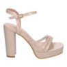 Sandalias tacón cómodo fiesta para mujer color beige JL608