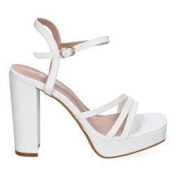 Sandalias tacón cómodo fiesta para mujer color blanco JL608