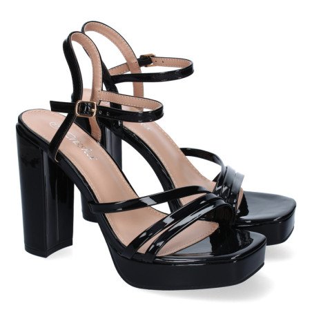 Sandalias tacón cómodo fiesta para mujer color negro JL608