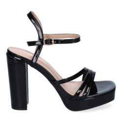 Sandalias tacón cómodo fiesta para mujer color negro JL608