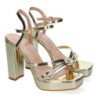 Sandalias doradas tacón cómodo fiesta para mujer JL608