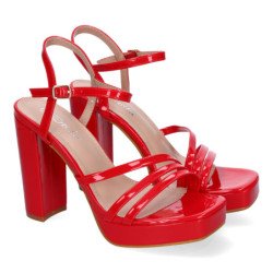 Sandalias tacón cómodo fiesta para mujer color rojo JL608