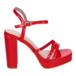 Sandalias tacón cómodo fiesta para mujer color rojo JL608