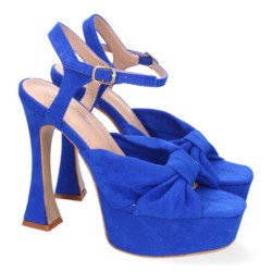 Sandalias de fiesta tacón y plataforma para mujer color azul JL627