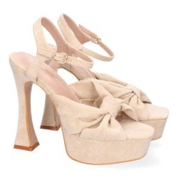 Sandalias de fiesta tacón y plataforma para mujer color beige JL627
