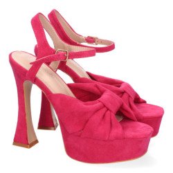 Sandalias de fiesta tacón y plataforma para mujer color fucsia JL627