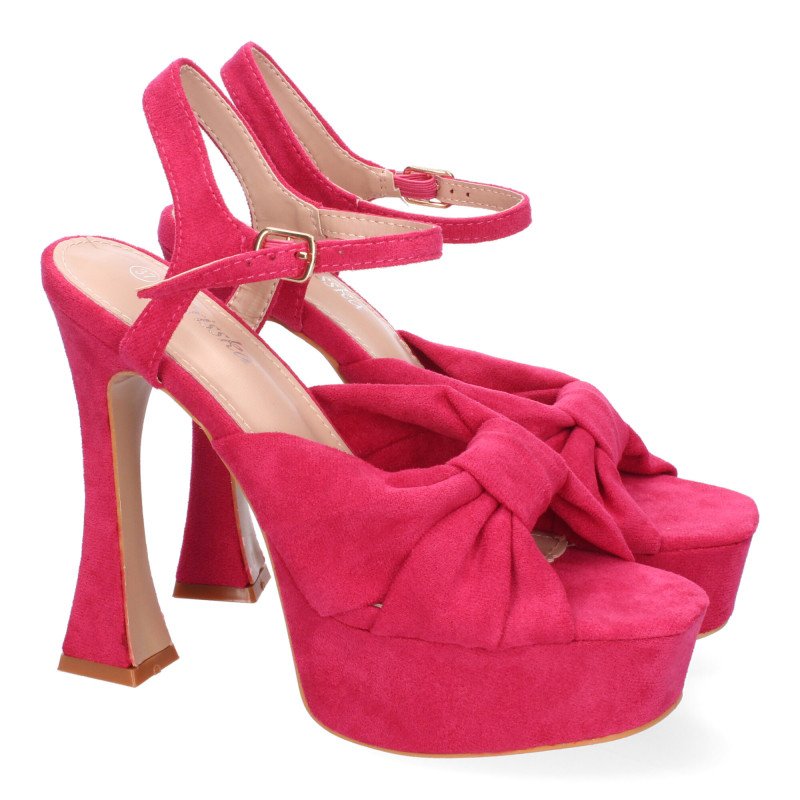 Sandalias de fiesta tacón y plataforma para mujer color fucsia JL627