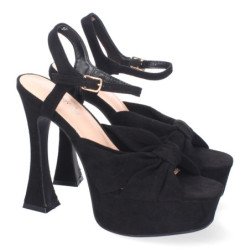 Sandalias de fiesta tacón y plataforma para mujer color negro JL627
