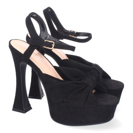 Sandalias de fiesta tacón y plataforma para mujer color negro JL627