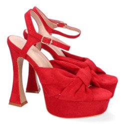 Sandalias de fiesta tacón y plataforma para mujer color rojo JL627