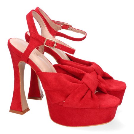 Sandalias de fiesta tacón y plataforma para mujer color rojo JL627