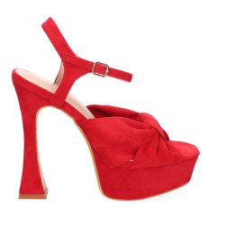 Sandalias de fiesta tacón y plataforma para mujer color rojo JL627