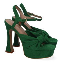 Sandalias de fiesta tacón y plataforma para mujer color verde JL627