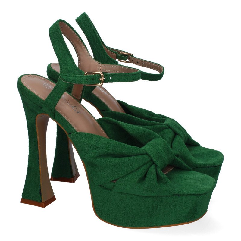 Sandalias de fiesta tacón y plataforma para mujer color verde JL627