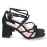 Sandalias de tacón bajo para fiesta tiras cruzadas mujer negro JL730