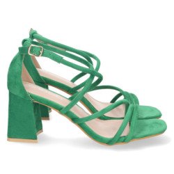 Sandalias de tacón bajo para fiesta tiras cruzadas mujer verde JL730