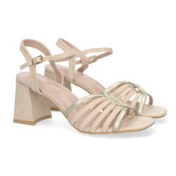 Sandalias de vestir tacón cómodo para mujer color beige JL777
