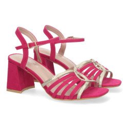 Sandalias de vestir tacón cómodo para mujer color fucsia JL777