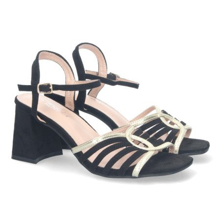 Sandalias de vestir tacón cómodo para mujer color negro JL777