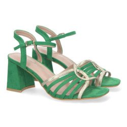 Sandalias de vestir tacón cómodo para mujer color verde JL777