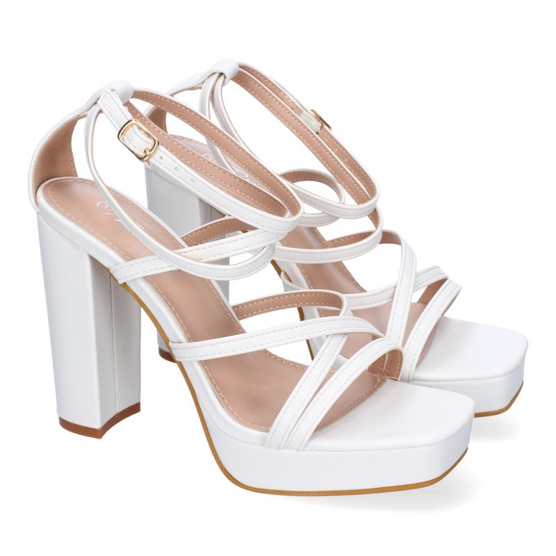 Sandalias de vestir tacón comodo para mujer color blanco JL851 Sandalias de vestir tacón comodo para mujer color blanco JL851