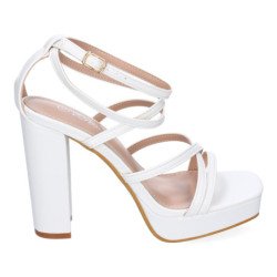 Sandalias de vestir tacón comodo para mujer color blanco JL851