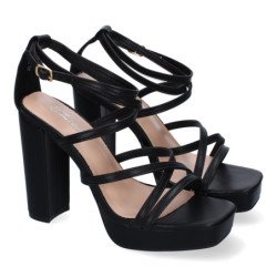 Sandalias de vestir tacón comodo para mujer color negro JL851
