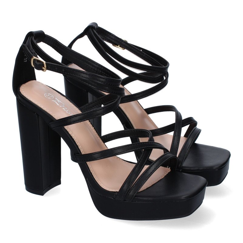 Sandalias de vestir tacón comodo para mujer color negro JL851 Sandalias de vestir tacón comodo para mujer color negro JL851