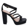Sandalias de vestir tacón comodo para mujer color negro JL851
