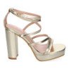 Sandalias doradas de vestir tacón comodo para mujer JL851