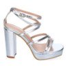 Sandalias plateadas de vestir tacón comodo para mujer JL851