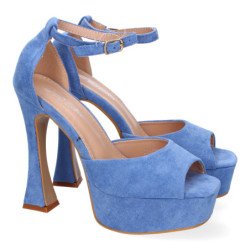Sandalias de fiesta tacón y plataforma para mujer color azul JL8550