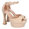 Sandalias de fiesta tacón y plataforma para mujer color beige JL8550
