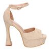 Sandalias de fiesta tacón y plataforma para mujer color beige JL8550