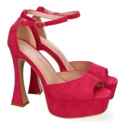 Sandalias de fiesta tacón y plataforma para mujer color fucsia JL8550