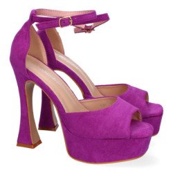 Sandalias de fiesta tacón y plataforma para mujer color lila JL8550