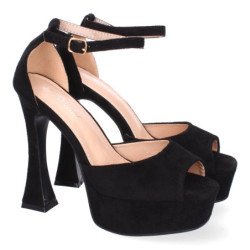 Sandalias de fiesta tacón y plataforma para mujer color negro JL8550