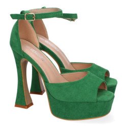 Sandalias de fiesta tacón y plataforma para mujer color verde JL8550