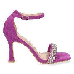 Sandalias fiesta de tacón cierre hebilla mujer color lila
