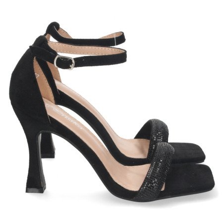 Sandalias fiesta de tacón cierre hebilla mujer color negro
