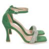 Sandalias fiesta de tacón cierre hebilla mujer color verde