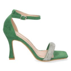 Sandalias fiesta de tacón cierre hebilla mujer color verde