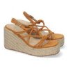 Sandalias de cuña en yute con tiras y plataforma camel JNS-5P500