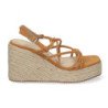Sandalias de cuña en yute con tiras y plataforma camel JNS-5P500