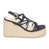 Sandalias de cuña en yute con tiras y plataforma negras JNS-5P500