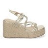 Sandalias doradas de cuña en yute de tiras para mujer JNS-5P500