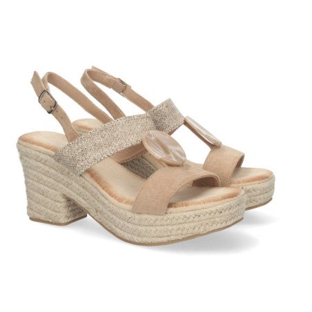 Sandalias de tacón y plataforma para mujer color Kaqui JNS-5Q29
